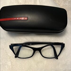 Prada Black Eyeglass Frames Prescription with Red Accent Case. Great condition